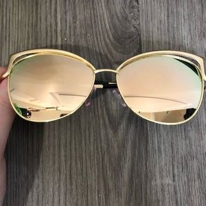 🎂Rose Gold Mirrored Cateye Sunglasses Womens